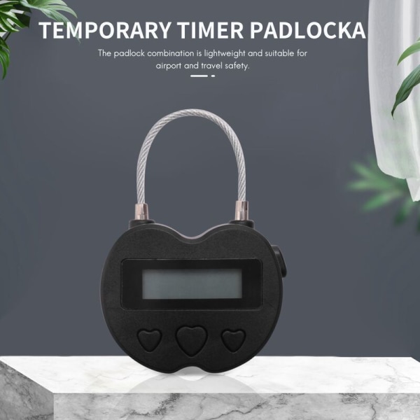 Smart Time Lock LCD Display Time Lock Midlertidig Timer USB Genopladelig Elektronisk Rejse Timer Sort