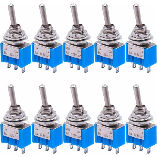 10Pcs SPDT Mini Rocker Switch 3 Pin 2 Position ON/ON Miniature Rocker Switch 6A 125V AC Rocker Switch -102