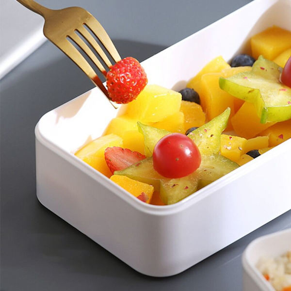2-lags Børne Bento Lunchboks Student Arbejder Kontor Dobbeltlags Mikrobølgeovn Madvarmer Opbevaringsbeholder-B
