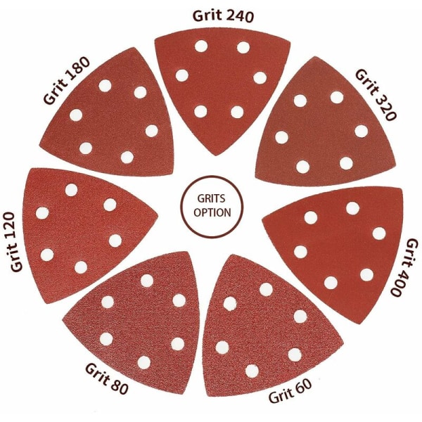 Triangl Poncag, Sanding Triangle 70 Krog og Løkke Sanding Triangles 6 Huller Grit 60/80/120/180/240/320/400 Sæt af Triangulære Slibende Triangle Sandi