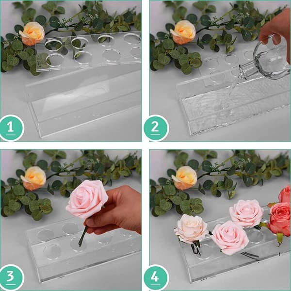 Klar akryl blomster vase 12 huller rektangulær blomster centerpiece til spisebord moderne dekorativ rektangulær vase