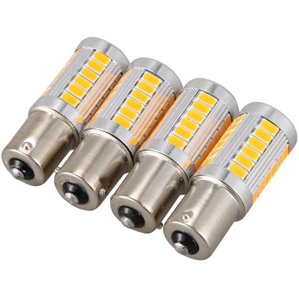 4 stk 1156Py Bau15S Py21W Led 33 Smd Bil Bakre Sving Bremse Revers Signalpære Y