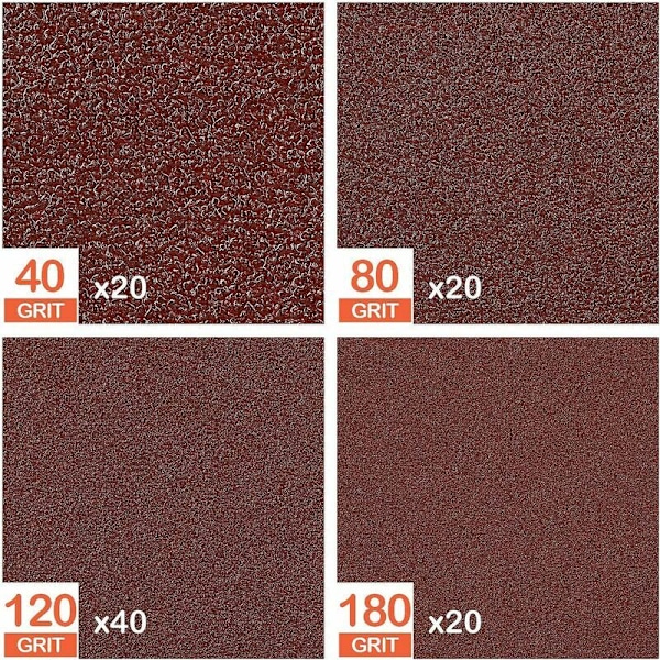 SanderSheets 100 stykker, musesandpapir for flere, korn 40-80-120-180