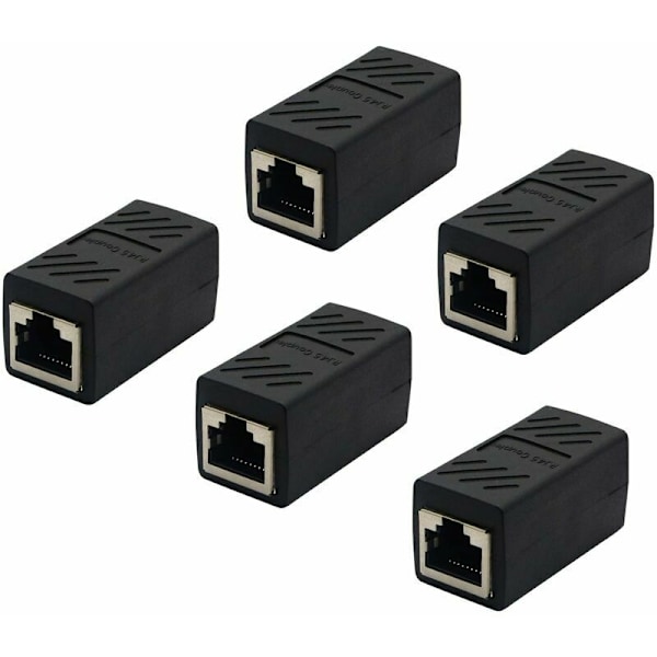 RJ45-kobling, Ethernet-kabelforlængelse tilsluttet til hun-LAN-adapter til hun-forlængeradapter, er kompatibel med Cat7 Cat6a Cat5a-netværk (5