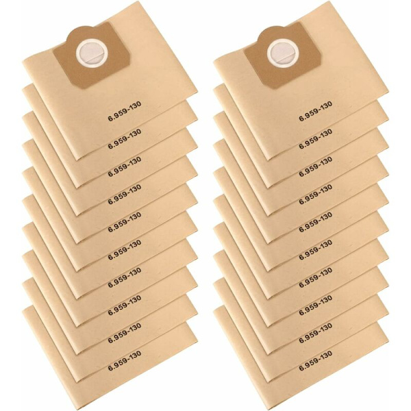 Støvsugerposer, 20 stk. lige støvsugerposer, papirfilterposer, til Karcher 6.959-130.0 WD3/WD3P/MV3/A2204/A2204/A2534/SE 4001/SE 4002