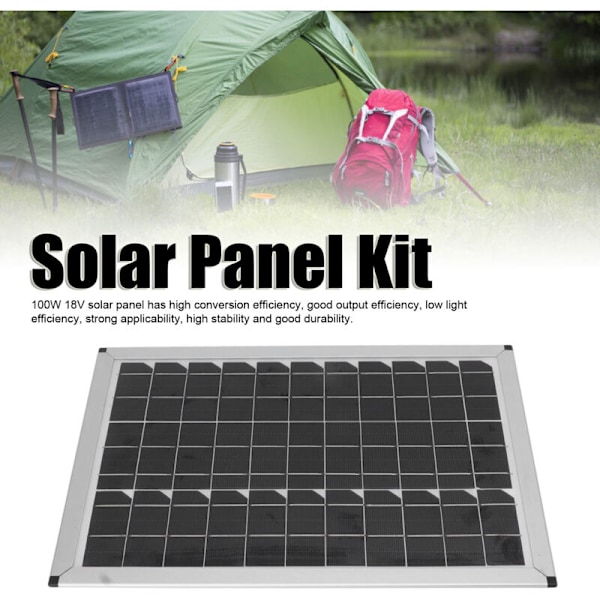 100W 18V Bärbar Solpanel Kit 100W 18V Monokristallin Bärbar Solpanel för Bilar, Fartyg, Flygplan, Utomhusjordbruk, Plantering,