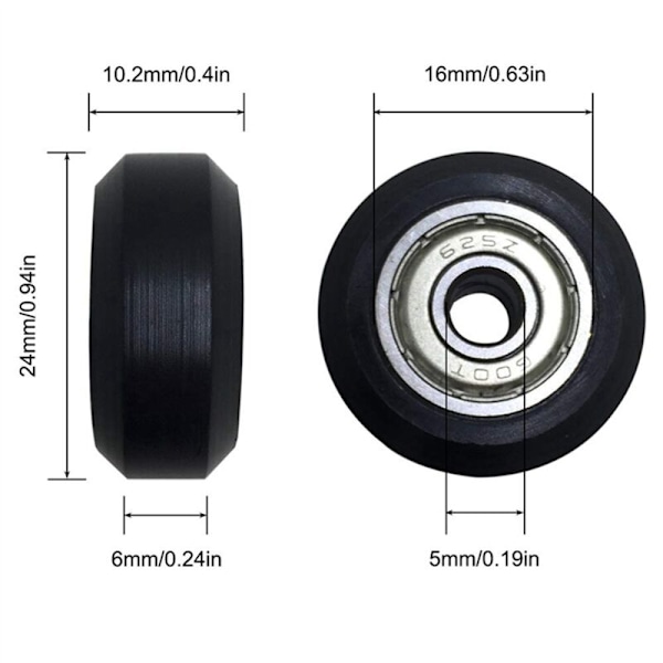 60 625Zz Plast Hjul med Gearlager for 3D-Skriver Kompatibel med Hybrid Router -10 / -10S CNC