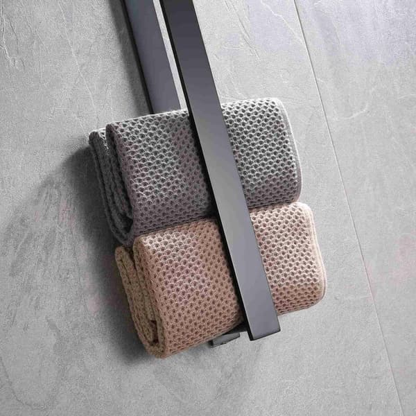 40CM Badeværelseshylde Håndklædeholder Punching Rustfrit Stål Håndklædeholder Håndklædeholder Opbevaring-Sort