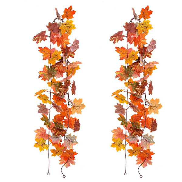 2 Pak Kunstige Lønblade Rattan Simulerings Lønblade Hængende Girlander til Hjem Bryllup Halloween Thanksgiving Indretning