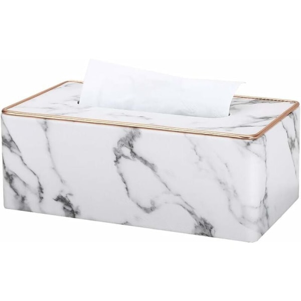 Rectangular Leather Tissue Box (Grey Marble Pattern)-