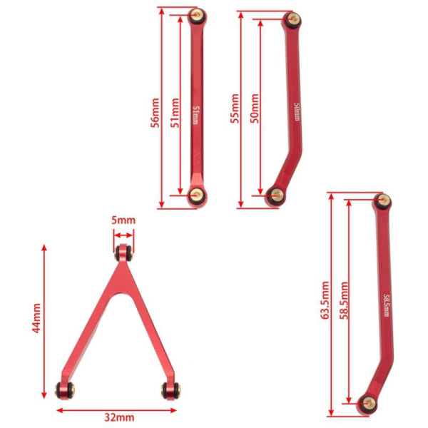 CNC Hög frigång chassi länkstänger för Axial SCX24 AXI00001 C10 AXI00002 AXI00006 1/24 RC bildelar, 1