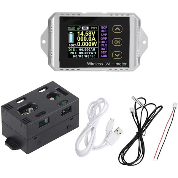 Trådlös Färg LCD-Skärm DC Spänningsmätare Strömtester (VAT-1200, 0-200A 0-100V)