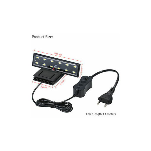 Akvarie Lampe Ac220V 5W 12 LED, Hvidt Lys