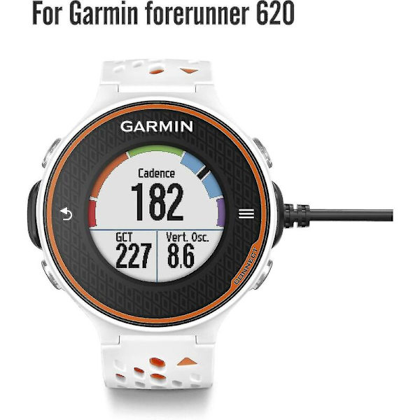 Laderstasjon kompatibel med Garmin Forerunner 620, USB-datasynkroniseringsladedokk med 1 m ladekabel for Forerunner 620 Smart Watch, svart