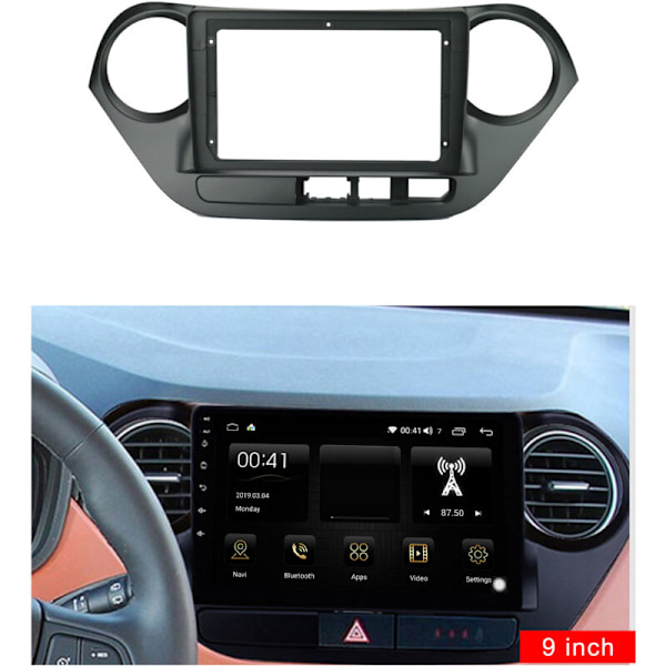 9 tommers 2 Din bil dashbordramme radio fascia dash MP5 DVD-spiller adapterpanel med kabel for I10 2014-2017 LHD