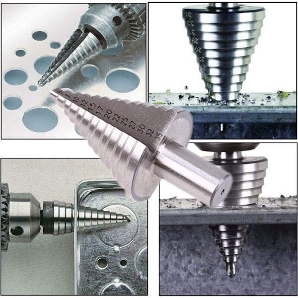 Trinkeglebor, 13 Trin 5mm-35mm HSS Trinkeglebor 4241 Trinkeglebor Titan Hulskærer Værktøj Kegle Spids Hexagon Punkt HSS Værktøjssæt til Stål