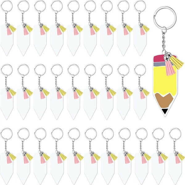 120 Akrylpenna Nyckelringar med Nyckelringar, Tassels Nyckelringar för Hantverk, Bulk Nyckelringsringar, Nyckelringsring Kit B