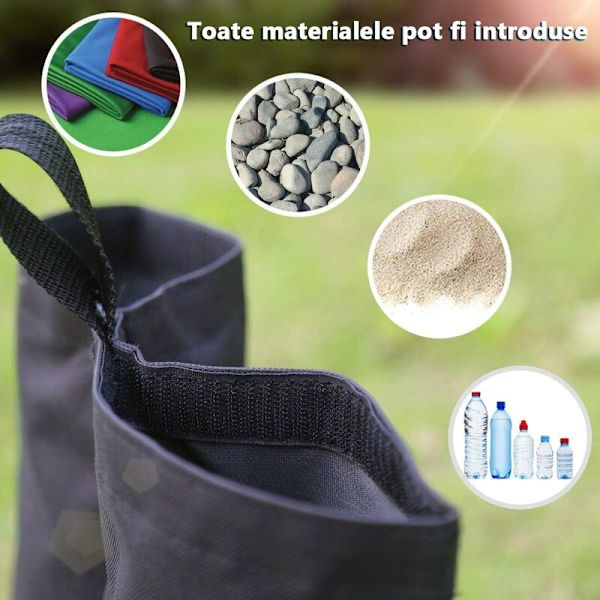 Set med 4 sandsäckar för tält, PVC, 7-9KG, svart