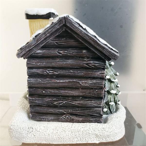 Log Cabin Snowy Incense Cone Burner, Julbrasa Stuga Rökelse Brännare, Aromaterapi Prydnad, Rumsrökelse