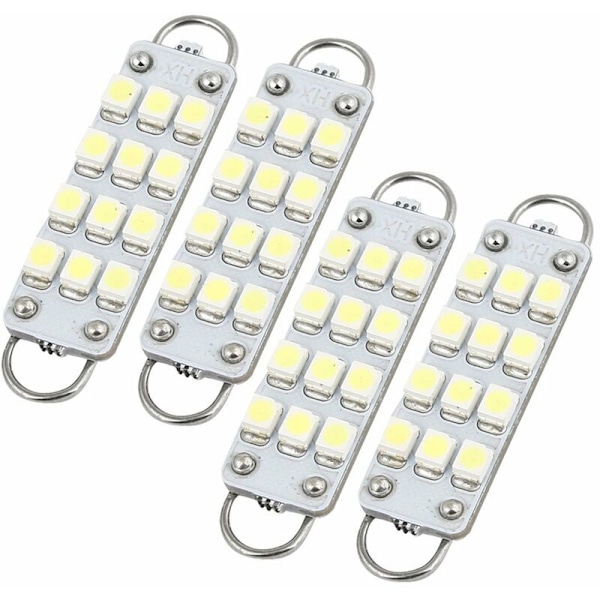 4 kpl 44mm 12-SMD valkoista Festoon-lamppua 561 562