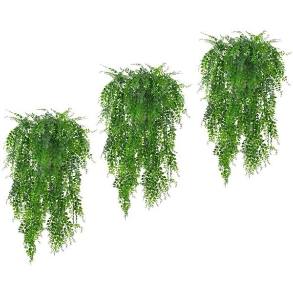 Kunstige Hængeplanter, Kunstige Grønne Plastikplanter til Indendørs/Udendørs/Balkon/Væg/Potte/Have/Dekoration, 3 stk./Pakke