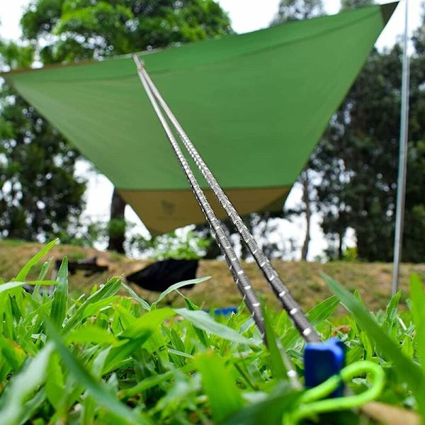 4 stk. reflekterende reb med rebstrammere, 13 fod/4 meter teltledning, Φ3mm rivefast campingledning (gul)