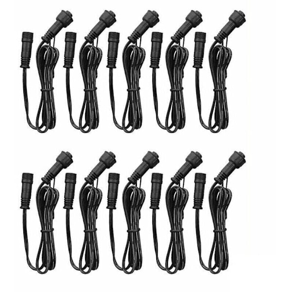 Förlängningskabel, 10-pack, för infällda LED-spotlights, vattentät IP67, 1M / 3.3Ft, 2-polig, med hane- och honkontakter.