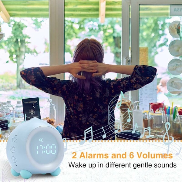 Barnens Ljusväckarklocka med Solljus, Smart Sängbordsmorgonväckarklocka, Pedagogisk Sömnstödsväckarklocka & Nattlampa med Snooze-funktion