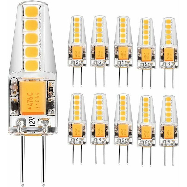 -G4 LED-lamppu 3W AC/DC 12V Vastaava 30W Halogeeni Lamppu Lämmin Valkoinen 3000K 2835 SMD 300 LM, Ei Himmennettävissä, 360° Säde Kulma (Pakkaus 10)