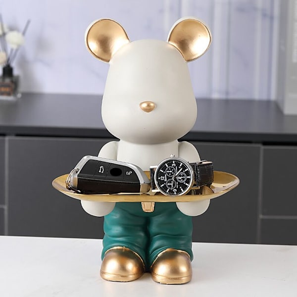 Nordisk Kreativ Bjørn Opbevaringsbakke Statue Dekoration Slik Nøgle Disk Fødselsdag Housewarming E
