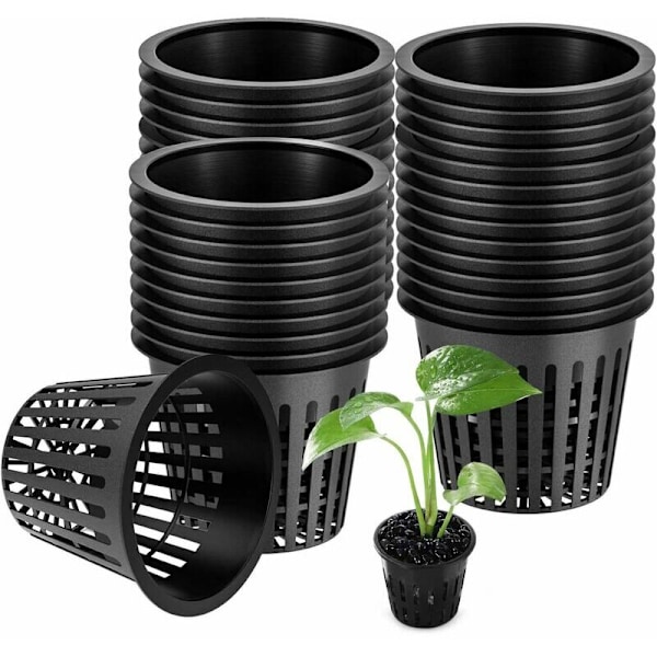 45 stk Hydroponiske Potter, Genanvendelige Hydroponiske Kurve til Aeroponisk Hydroponik, Blomsterplantning, Havearbejde (85,6 cm, Sort)