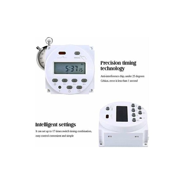 Elektronisk timer DC12V 16A 17 programmerbar LCD-skærm -