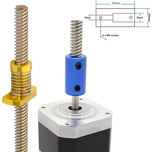 5 8mm Sjakkel Stiv Motor Hjul Kobling Mutter Anti-Messing Fjær Egnet for 3D-skrivere