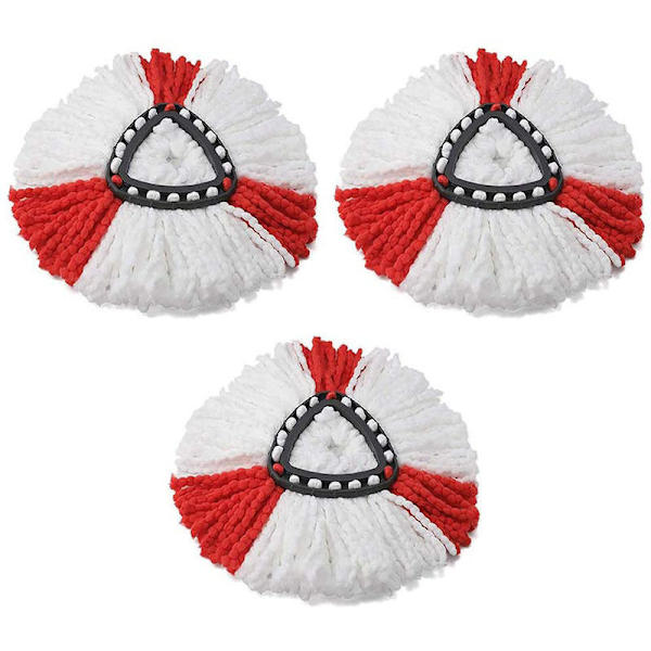 (4-pack) Mopphuvud Kompatibla med Vileda 2 i 1 Turbo Mop, Ersättningshuvud, Mikrofiber, Röd, Vit