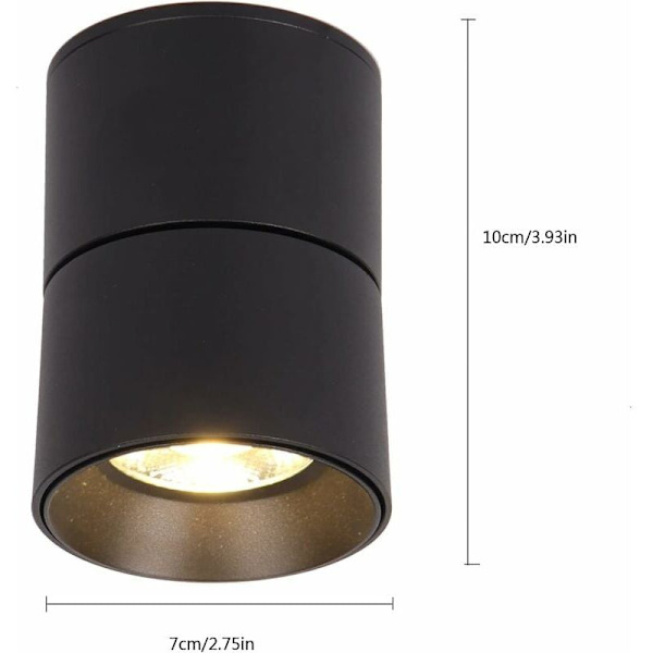 Justerbar Overflate Spotlight 7W - 710CM LED Takspotter Taklampe Justerbar Vinkel Taklampe COB Lampe, 360° Rotterbar (Varmt Hvit 300