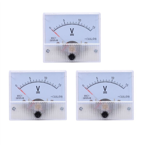 3X 85C1 Analog Voltmeter Finjusteringsskiva, DC 0-15V Mätare