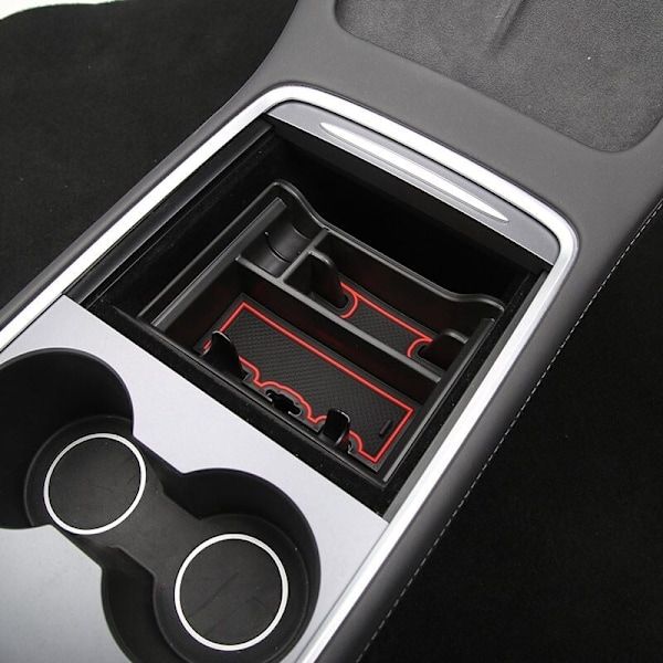 Center Console Organizer Tray för Tesla Model 3 Model Y 2021 Armrest Cubby Drawer Storage Box Tillbehör