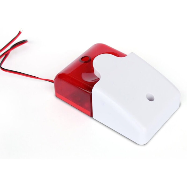 12V 110dB Mini Kablet Strobe Sirene Blinkende Lys Sirene Rødt Lys Lyd Sirene Hjem Sikkerhetsalarmsystem for Hjem/Firma/Lager
