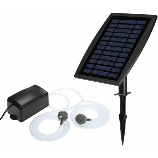 Solcelledrevet Vandpumpe Oxygenator Springvand, Solcelledrevet Aerator til Dam, Fiskebeholder Solcelledrevet Oxygenpumpe, Akvarie Oxygenator Damrør Luftboble Sten