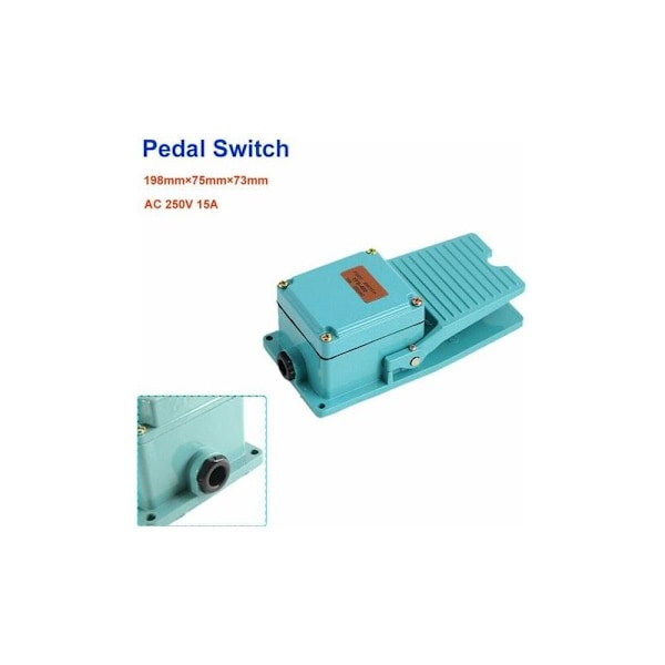 Fotswitch med halkfri fotpedal, 250V 15A, industriell, aluminium, momentant