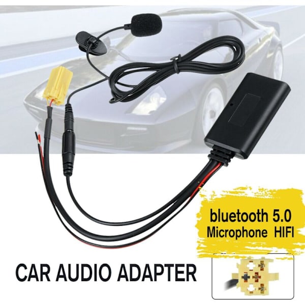 Bluetooth 5.0-bilstereoadapterkabel för bil med HIFI-mikrofon