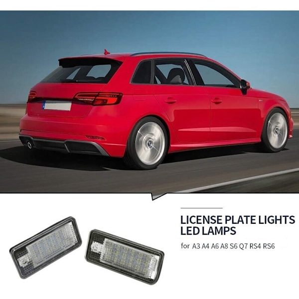 LED-skyltbelysning för bil - Vit för A3 S3 8P A4 B6 B7 A5 A6 4F A8 S8 C6 Cabriolet