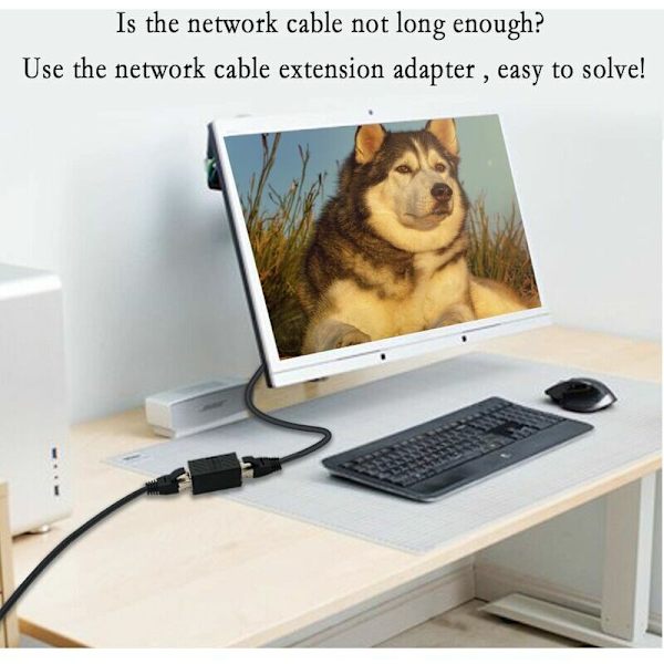 RJ45-kobling, Ethernet-kabelforlængelse tilsluttet til hun-LAN-adapter til hun-forlængeradapter, er kompatibel med Cat7 Cat6a Cat5a-netværk (5