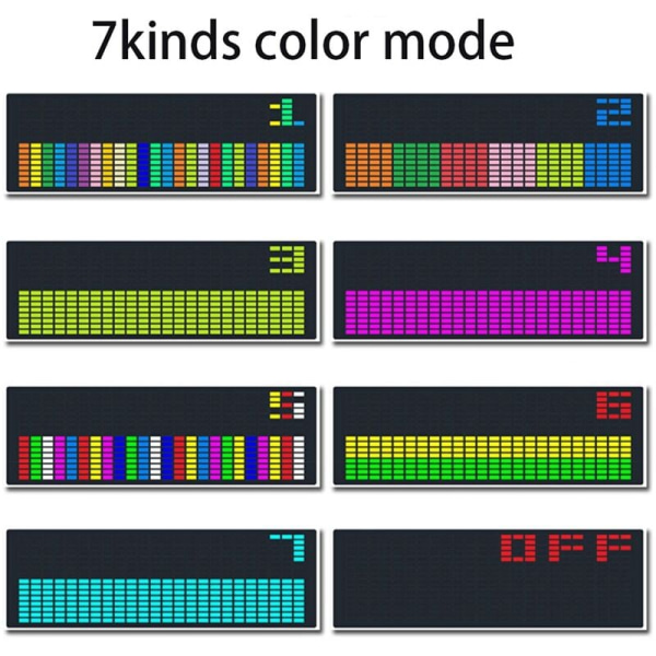 LED Music Spectrum Rhythm Lights Voice Sensor 1624 RGB Atmosphere Level Indicator med klokkevisning (kablet kontroll)