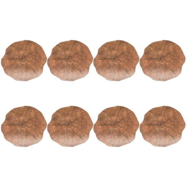 8 Pcs Series Round Imitation Wood Grain Decorative Placemat Insulation Non-Slip Table Mat Coaster Kitchen Decoration Accessories