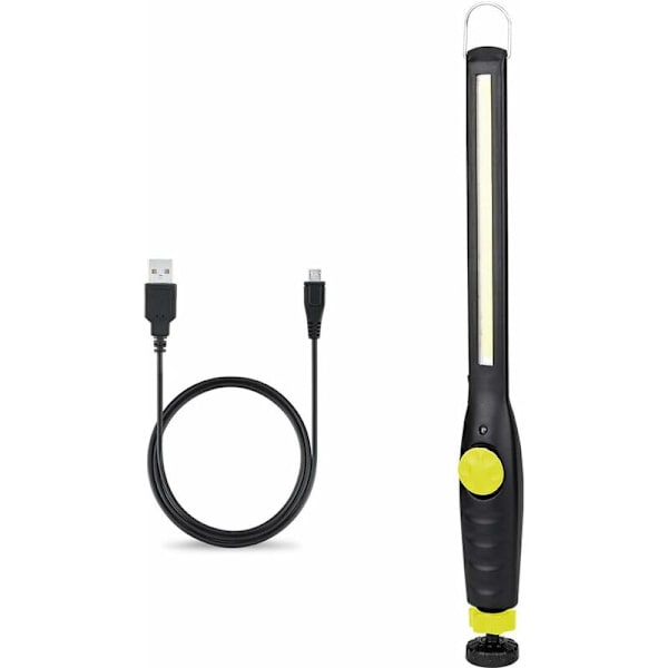 USB Laddningsbar Arbetslampa COB Inspektionslampa Ficklampa med Magnetbas och Hängkrok för DIY, Hem, Arbete, Fiske, Vandring, Camping