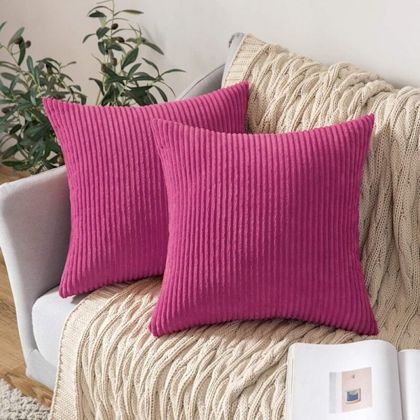 Sæt med 2 Dekorative Corduroy Pudebetræk Sofa Blød Pudebetræk til Hjemmet Stue Soveværelse Seng Clic Clac 45x45cm Fuchsia