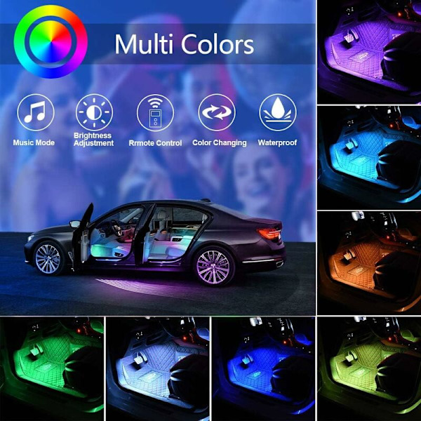 Auton LED-sisävalot 48 RGB-LED:tä Auton tarvikkeet Sisänauhat 4 kpl 6,2 m Bluetooth-sovelluksella LED-tunnelmavalaistus Autonauha USB-portti ja LED