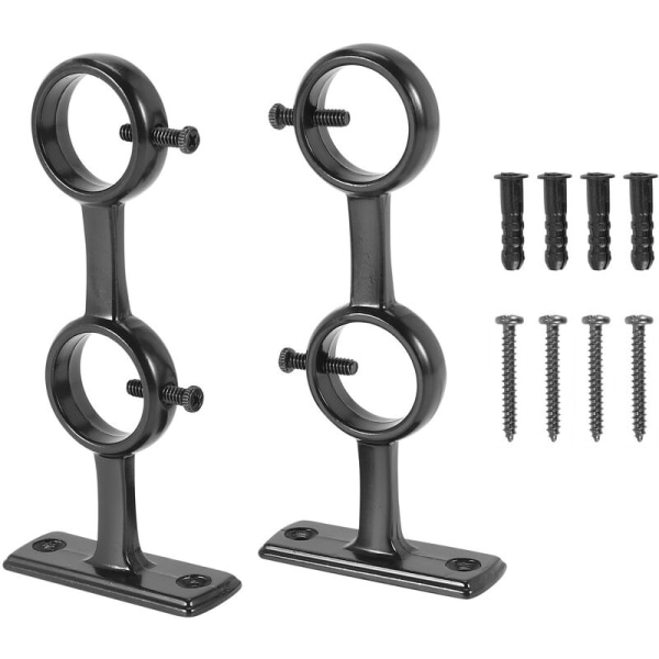 Gardinstangbrakett, 2 stk dobbel gardinstangbrakett, dobbelstangbraketter kroker for stue soverom gardinstenger