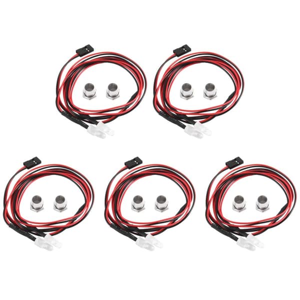 5 stk. 2 LED 5mm RC forlygter tilbehør LED-lys til 1/10 Drift Modelbil, Rød
